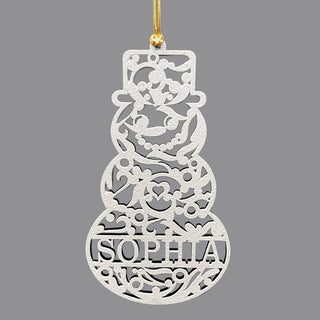 White Wood Personalized Snowman Ornament