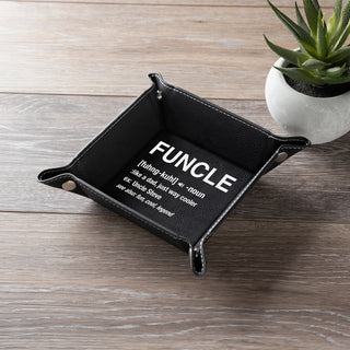 Funcle Definition Personalized Black Leatherette Catch All