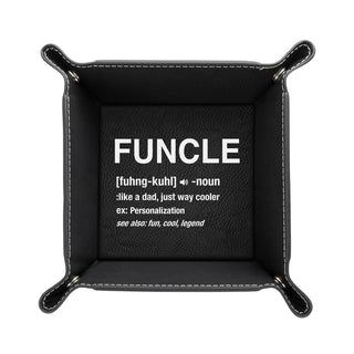 Funcle Definition Personalized Black Leatherette Catch All