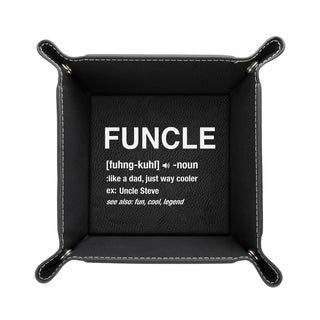 Funcle Definition Personalized Black Leatherette Catch All