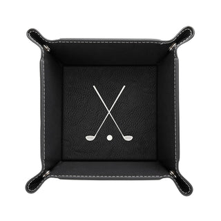 Golf Clubs Initials Black Leatherette Catch All
