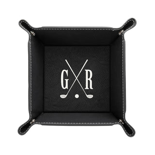 Golf Clubs Initials Black Leatherette Catch All