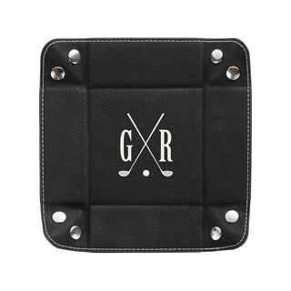 Golf Clubs Initials Black Leatherette Catch All