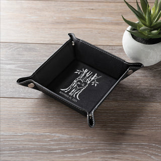 Our Initials Carved In Tree Heart Black Leatherette Snap Tray
