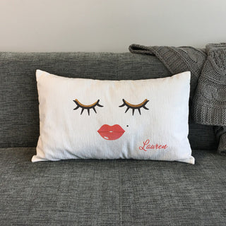 Lips and Lashes Personalized Lumbar Throw Pillow