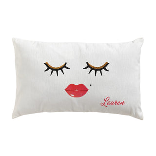 Lips and Lashes Personalized Lumbar Throw Pillow