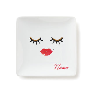 Lips and Lashes Personalized Square Trinket Dish