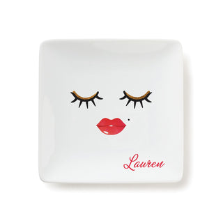 Lips and Lashes Personalized Square Trinket Dish