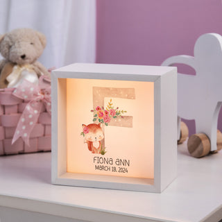 Floral Animal Initial Personalized Light Up Shadowbox