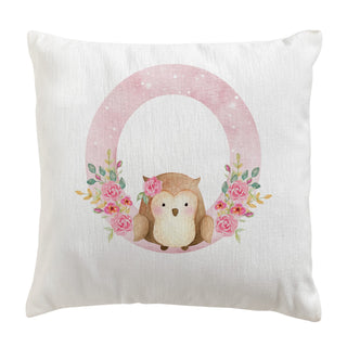 Floral Animal Initial Personalized 14" Throw Pillow