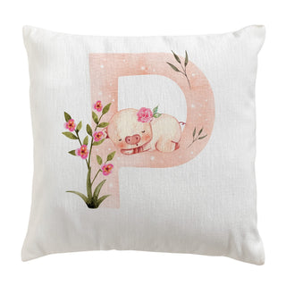 Floral Animal Initial Personalized 17" Throw Pillow