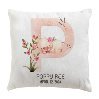 Floral Animal Initial Personalized 17" Throw Pillow