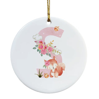 Floral Animal Initial Personalized Ceramic Ornament