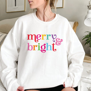 Merry & Bright Adult White Crewneck Sweatshirt