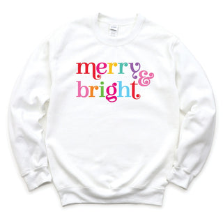 Merry & Bright Adult White Crewneck Sweatshirt
