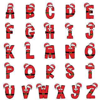 Santa Character Initial with Name Red Striped Pajamas-4T