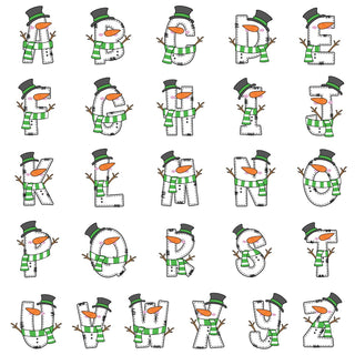 Snowman Character Initial with Name Black/White Jersey-Youth Medium