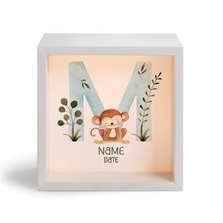 Baby Boy Animal Initial Personalized Light Up Shadowbox