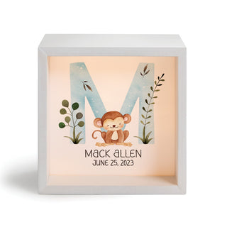 Baby Boy Animal Initial Personalized Light Up Shadowbox