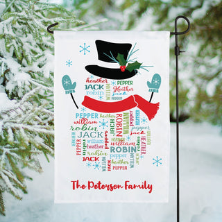 Snowman Family Name Pattern Garden Flag