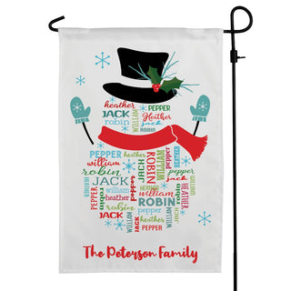 Snowman Family Name Pattern Garden Flag