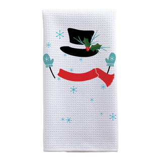 Snowman Family Name Pattern Waffle Tea Towel