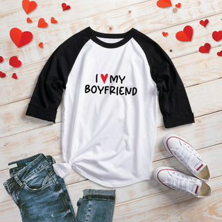 I Love My... Personalized Raglan Tee with Black Sleeves