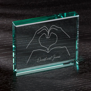 Heart Hands Personalized Glass Block