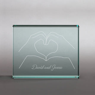 Heart Hands Personalized Glass Block