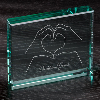 Heart Hands Personalized Glass Block