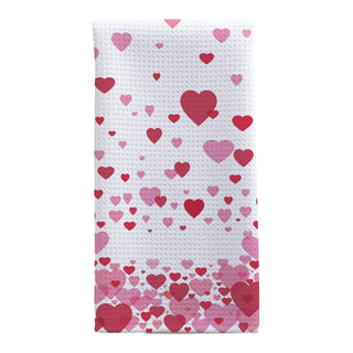 Shower of Hearts Waffle Tea Towel