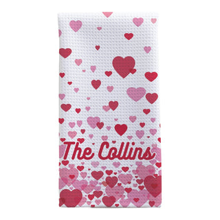 Shower of Hearts Waffle Tea Towel