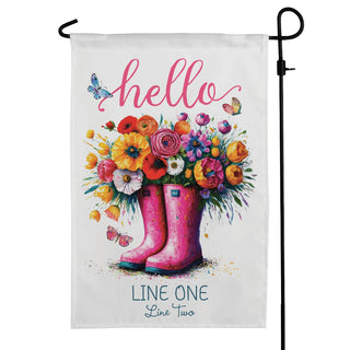 Hello Spring Floral Rain Boots Garden Flag