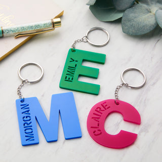 Initial With Cutout Name Acrylic Keychain