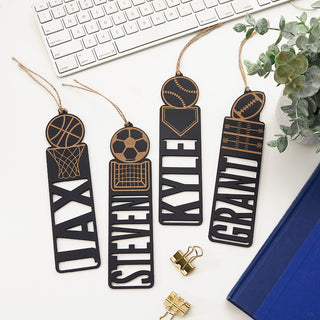 Sports Theme Black Wood Bookmark