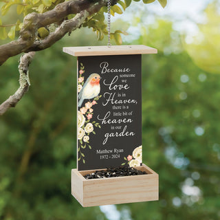 Memorial Wood Hanging Bird Feeder personalized with name and years gift for remembrance