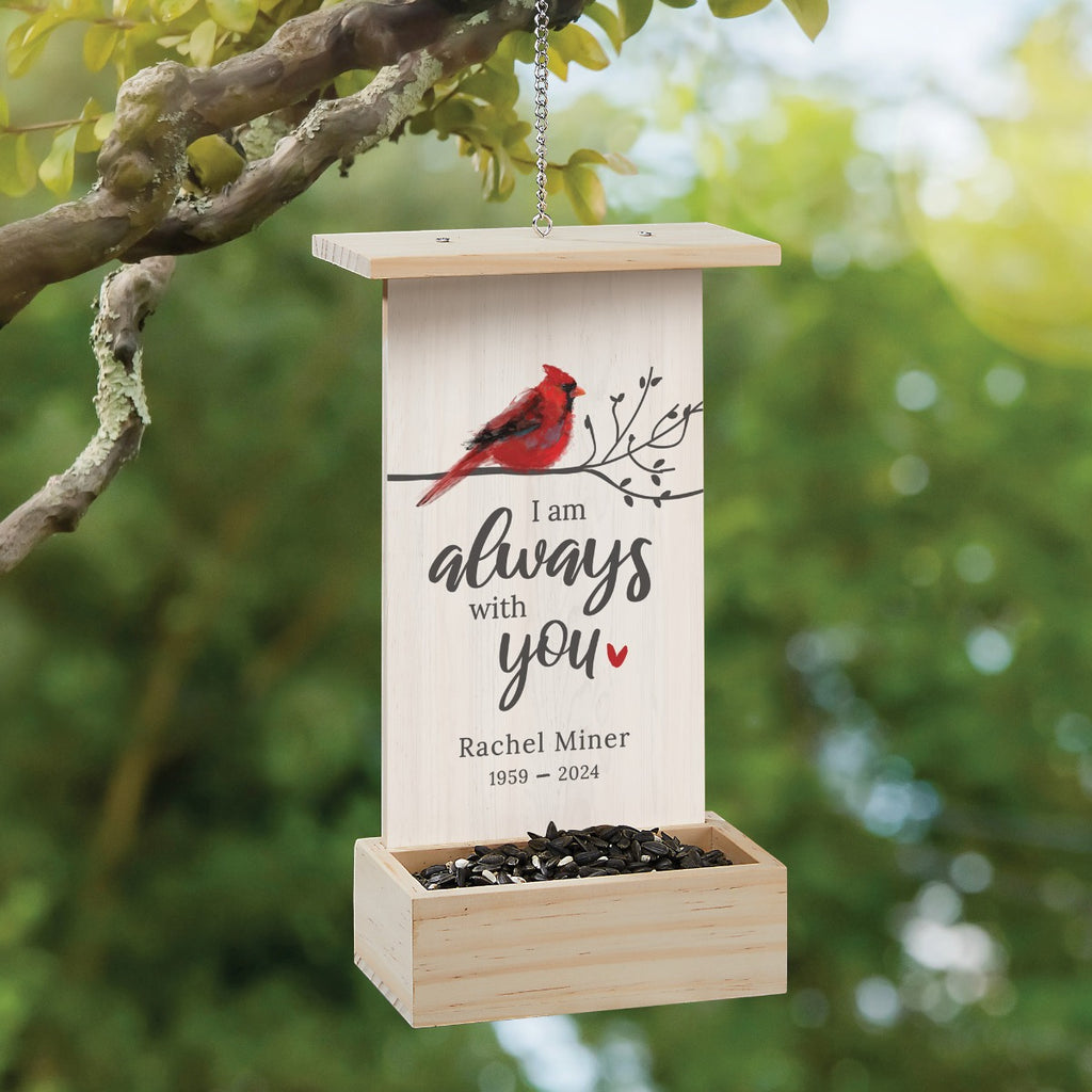 Cardinal Memorial Wood Bird Feeder – Personalized Planet