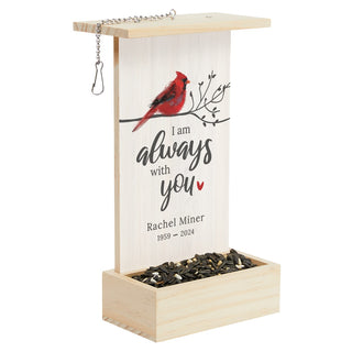 I Am Always With You Cardinal Memorial Hanging Wood Bird Feeder