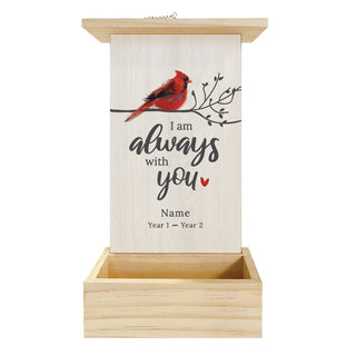 I Am Always With You Cardinal Memorial Hanging Wood Bird Feeder