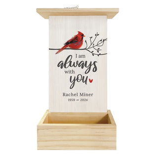 I Am Always With You Cardinal Memorial Hanging Wood Bird Feeder