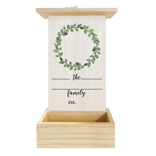 Family Wreath Hanging Wood Bird Feeder