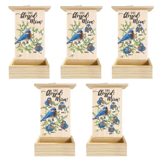 One Blessed Mom Bluebird Hanging Wood Bird Feeder