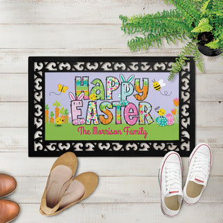 Happy Easter Narrow Doormat With Black Rubber Frame