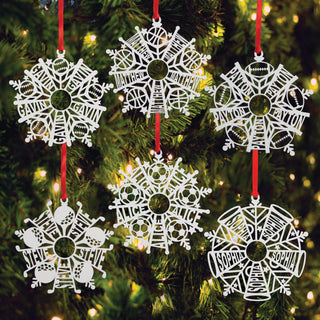 White Wood Sports Snowflake Ornament