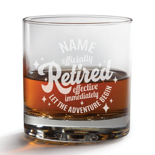 Officially Retired Personalized Whiskey Glass