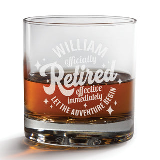 Officially Retired Personalized Whiskey Glass