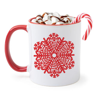 Red Snowflake Name Red Handle Coffee Mug - 11 oz.