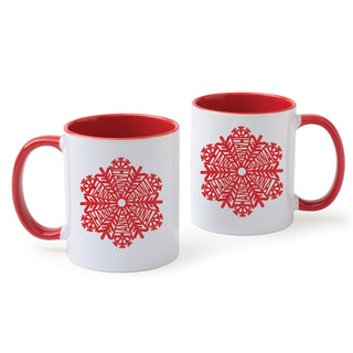 Red Snowflake Name Red Handle Coffee Mug - 11 oz.