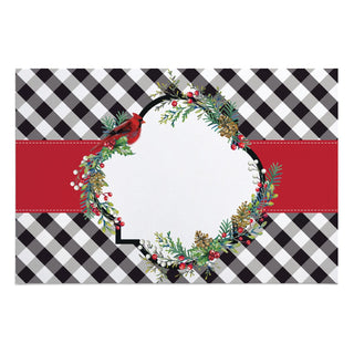 Winter Foliage Gingham Name & Initial Doormat - 18x27 Inch, 1/4" Thick