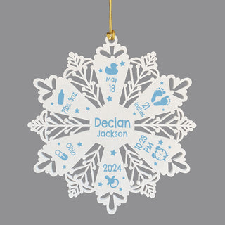 New Baby Wood Snowflake Ornament - Blue